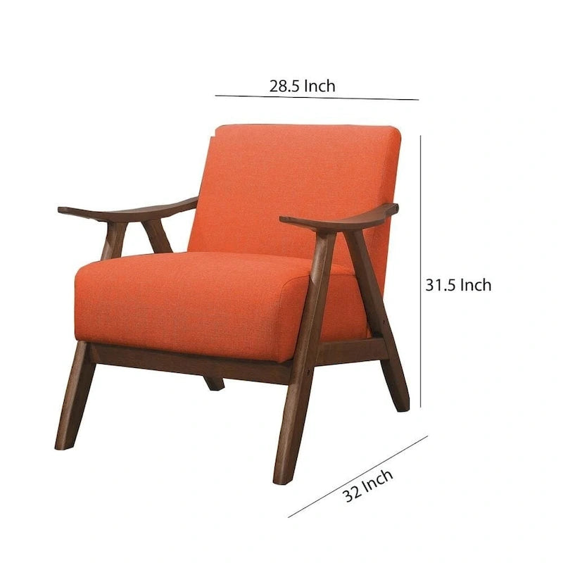 Fauteuil d'appoint en tissu avec accoudoirs incurvés, orange - 31,5 H x 32 L x 28,5 P