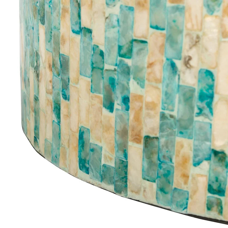 Table d'appoint ronde mosaïque - 13.8 L x 13.8 P x 19.7 H - 14Lx14Px20H