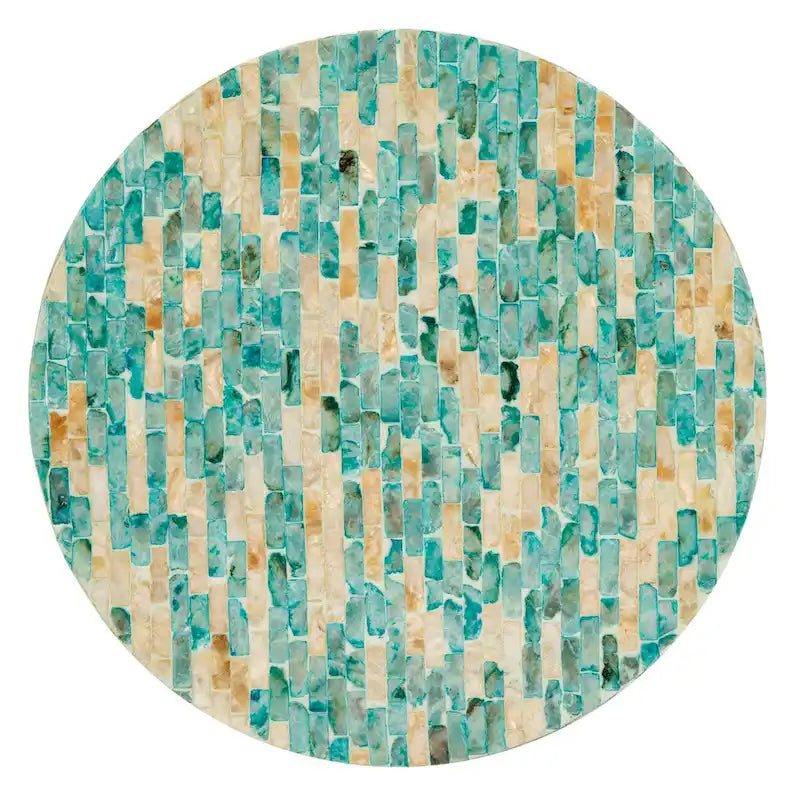 Table d'appoint ronde mosaïque - 13.8 L x 13.8 P x 19.7 H - 14Lx14Px20H
