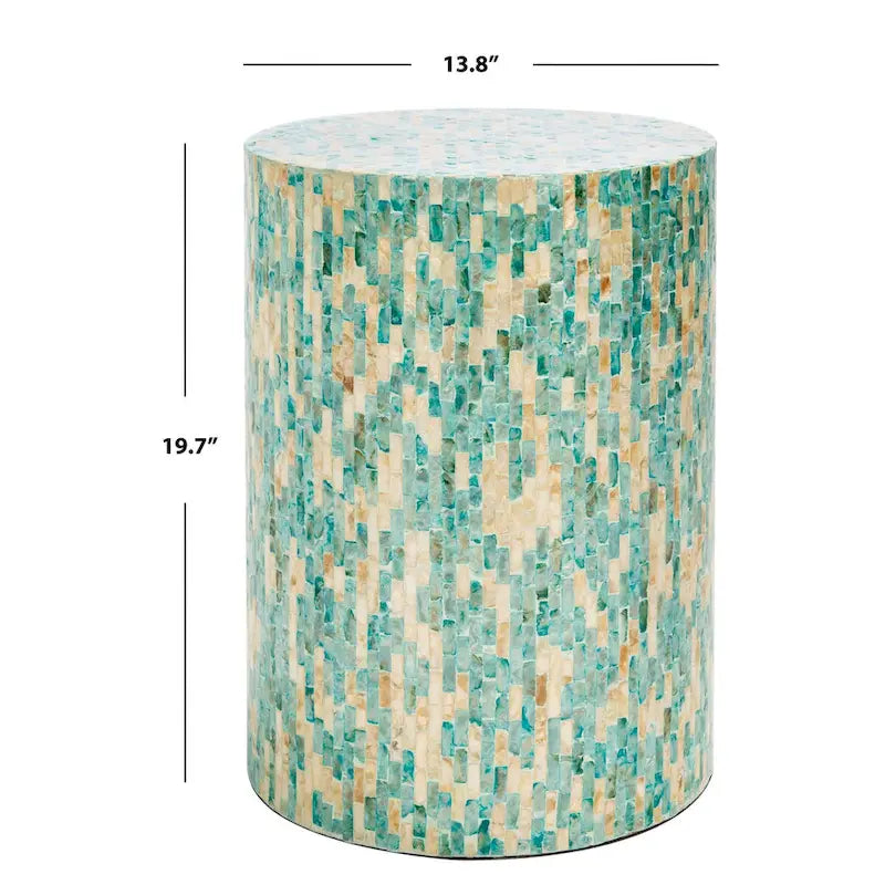Table d'appoint ronde mosaïque - 13.8 L x 13.8 P x 19.7 H - 14Lx14Px20H