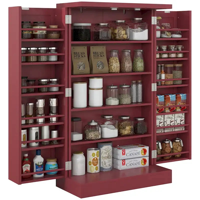 Armoire de rangement de garde-manger à 5 niveaux avec 12 étagères de porte, double porte