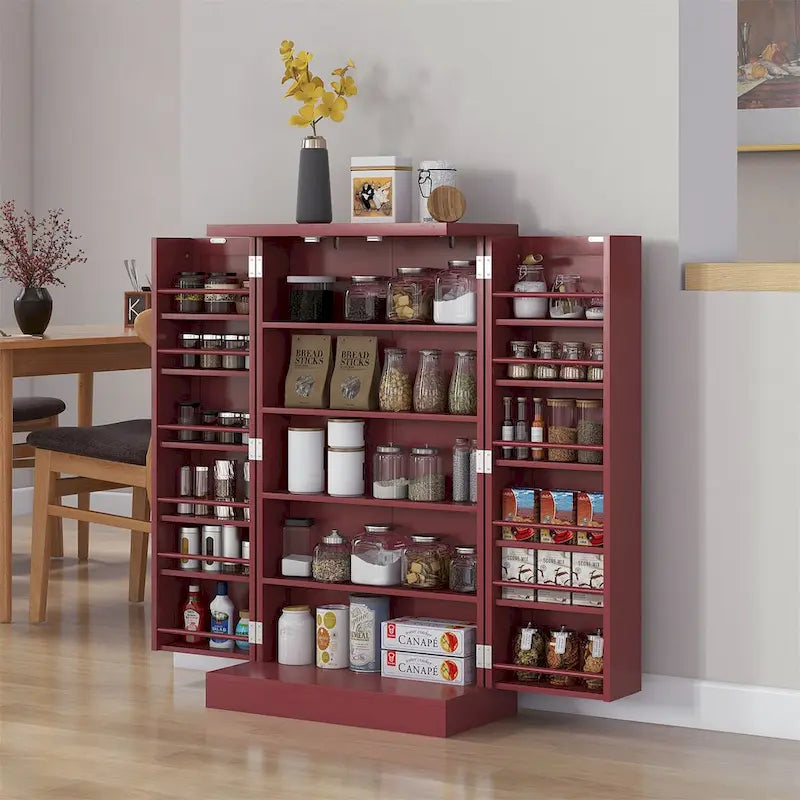 Armoire de rangement de garde-manger à 5 niveaux avec 12 étagères de porte, double porte