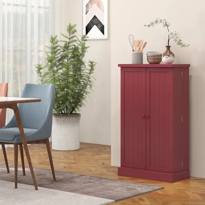 Armoire de rangement de garde-manger à 5 niveaux avec 12 étagères de porte, double porte