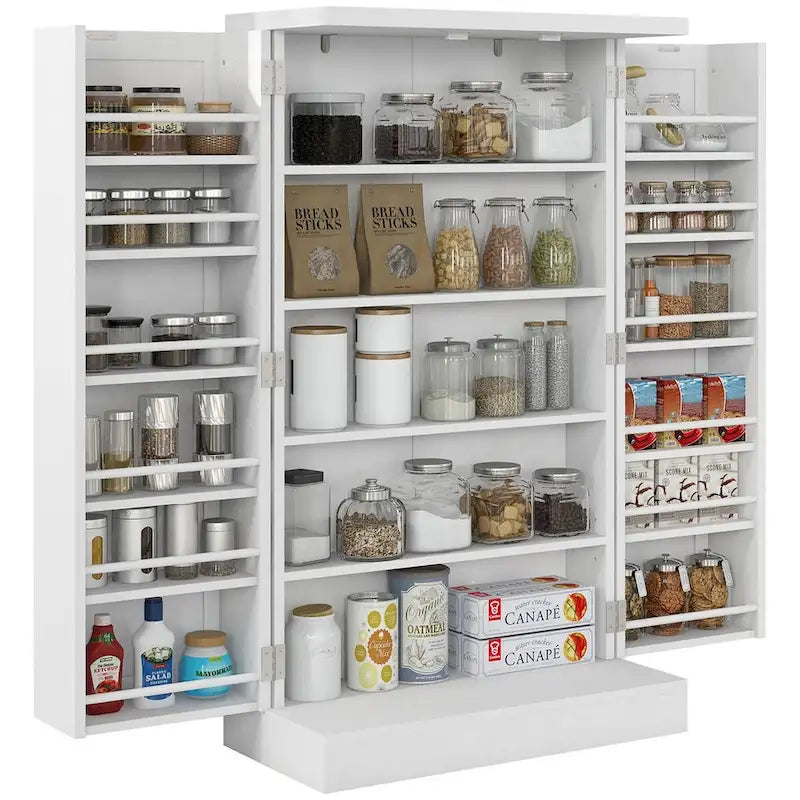 Armoire de rangement de garde-manger à 5 niveaux avec 12 étagères de porte, double porte