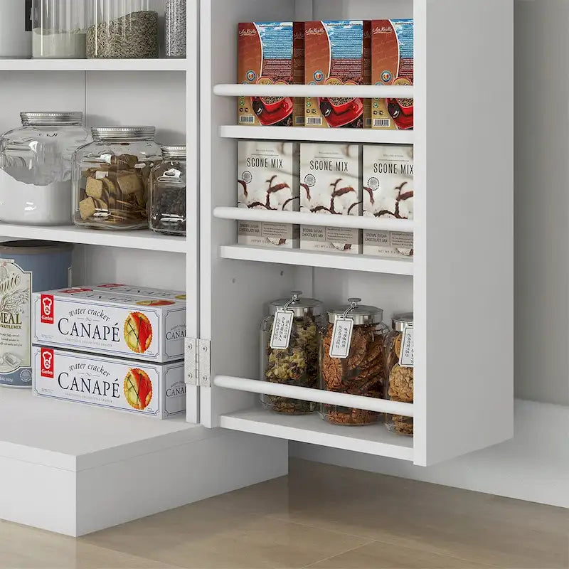 Armoire de rangement de garde-manger à 5 niveaux avec 12 étagères de porte, double porte