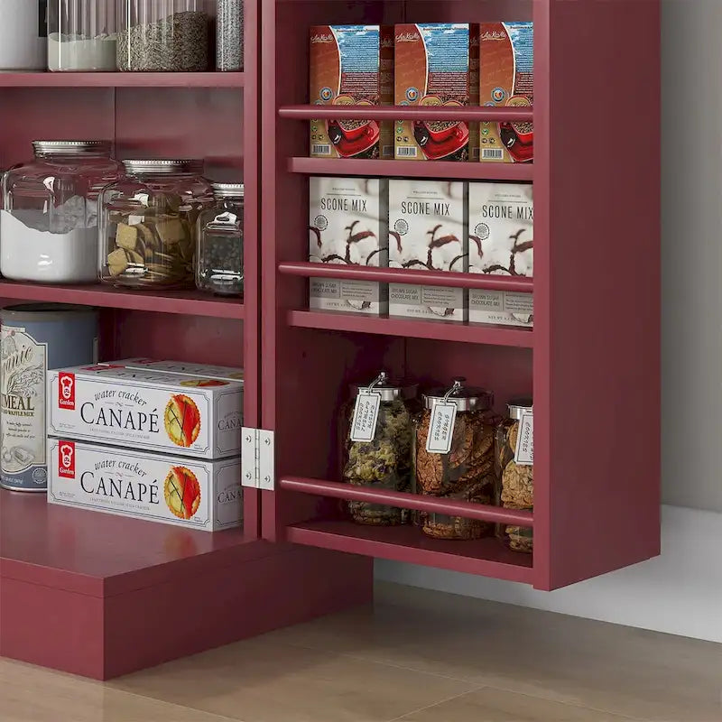 Armoire de rangement de garde-manger à 5 niveaux avec 12 étagères de porte, double porte