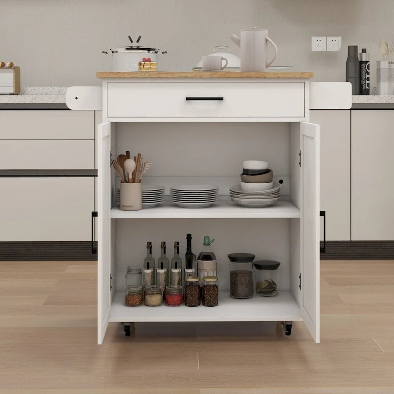 Desserte à roulettes pour cuisine avec étagères réglables et porte-serviettes