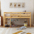 Lit mezzanine bas en bois jumeau avec échelle