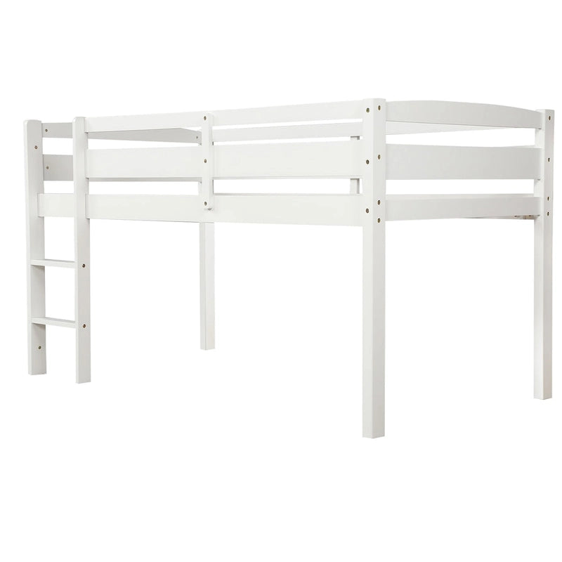 Lit mezzanine bas en bois jumeau avec échelle