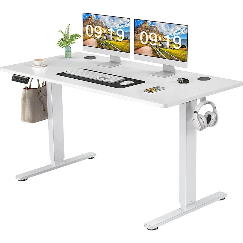 Bureau debout réglable en hauteur, bureau d'ordinateur ergonomique assis-debout, 140 x 60 cm
