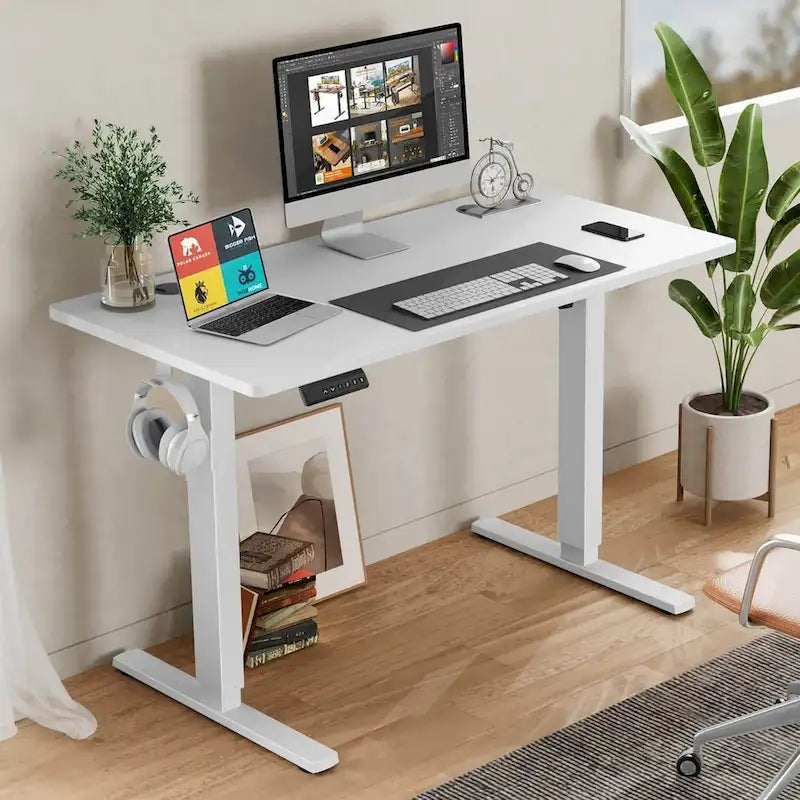 Bureau debout réglable en hauteur, bureau d'ordinateur ergonomique assis-debout, 140 x 60 cm