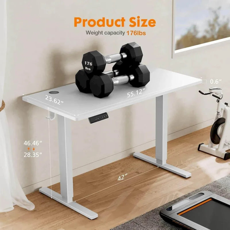 Bureau debout réglable en hauteur, bureau d'ordinateur ergonomique assis-debout, 140 x 60 cm