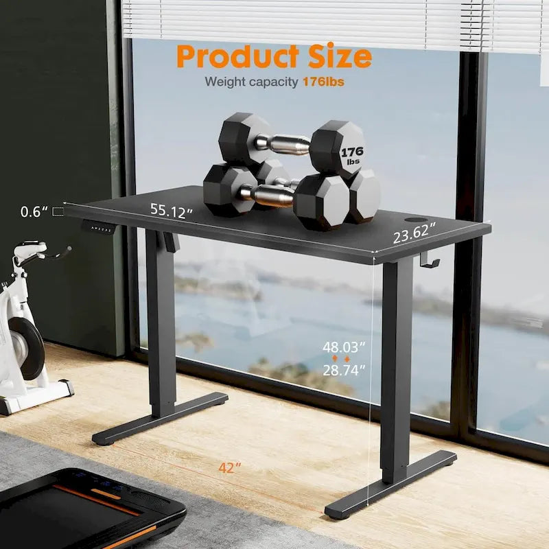 Bureau debout réglable en hauteur, bureau d'ordinateur ergonomique assis-debout, 140 x 60 cm