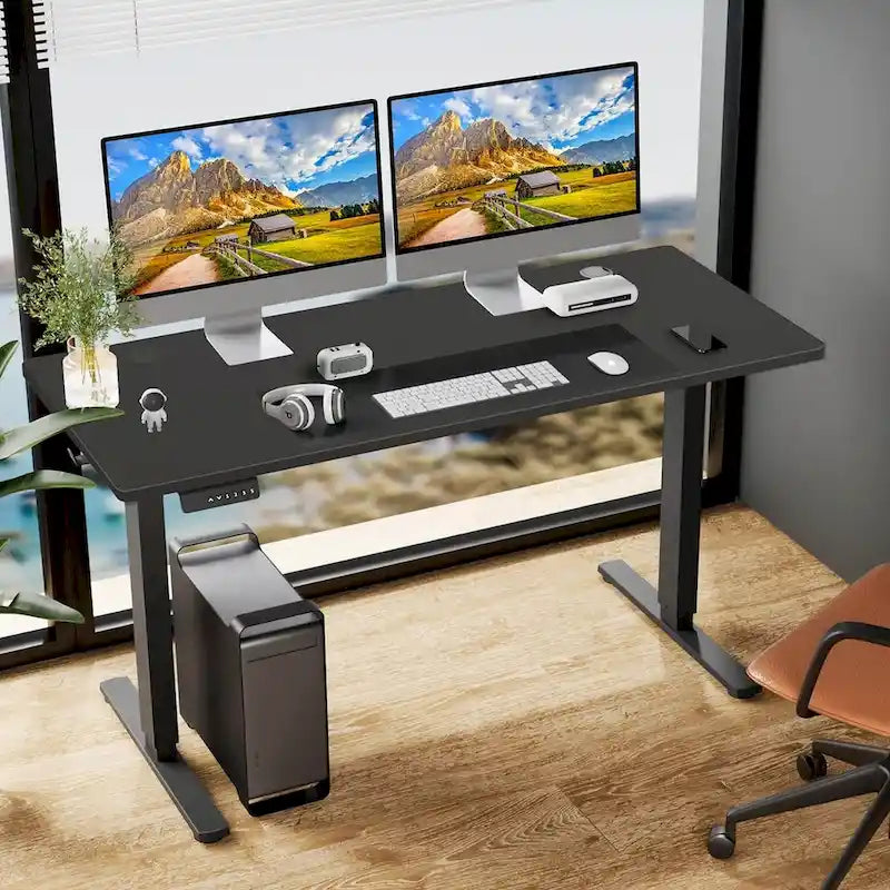Bureau debout réglable en hauteur, bureau d'ordinateur ergonomique assis-debout, 140 x 60 cm