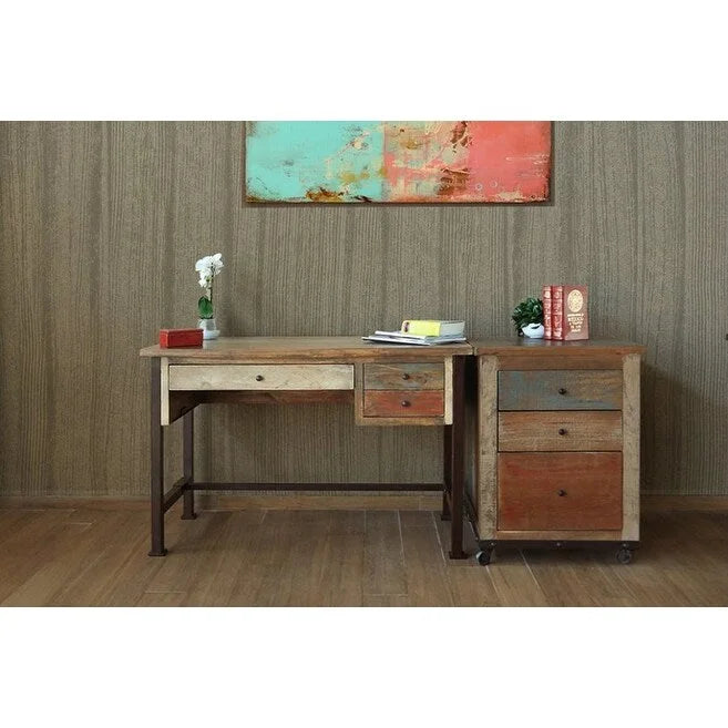Classeur en bois recyclé - Patiné multicolore