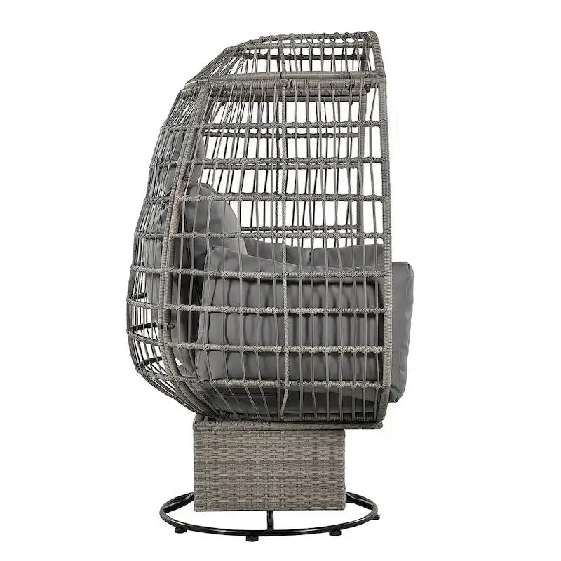 Fauteuil œuf pivotant en rotin avec fonction de bascule et coussins
