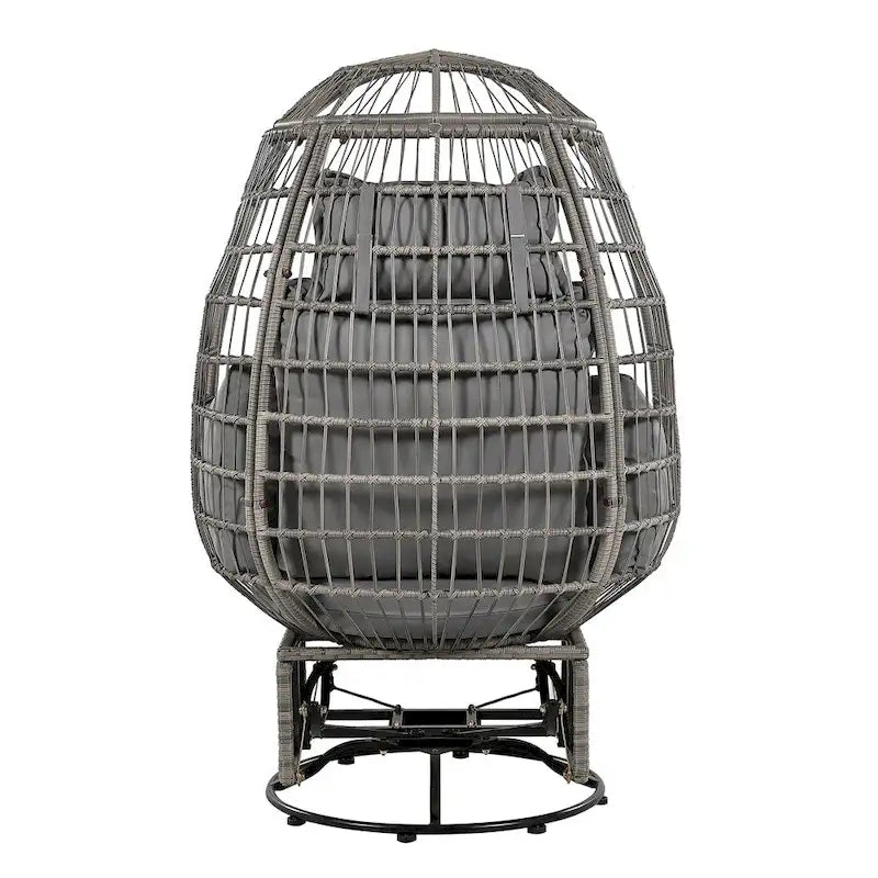 Fauteuil œuf pivotant en rotin avec fonction de bascule et coussins