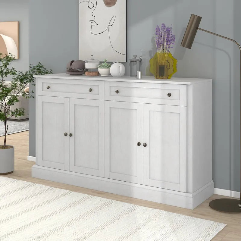Meuble de rangement blanc avec tiroirs et étagères réglables - 58,3L x 15,8P x 33,9H