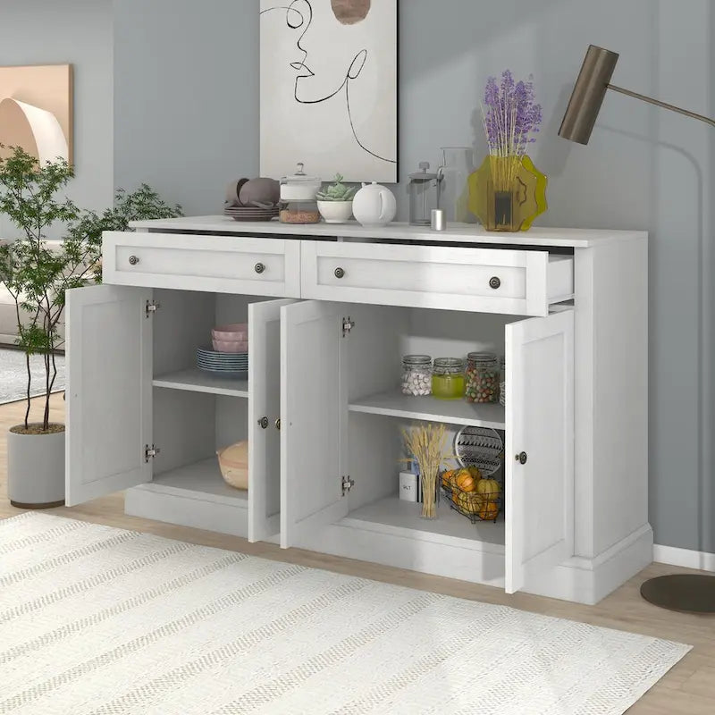 Meuble de rangement blanc avec tiroirs et étagères réglables - 58,3L x 15,8P x 33,9H