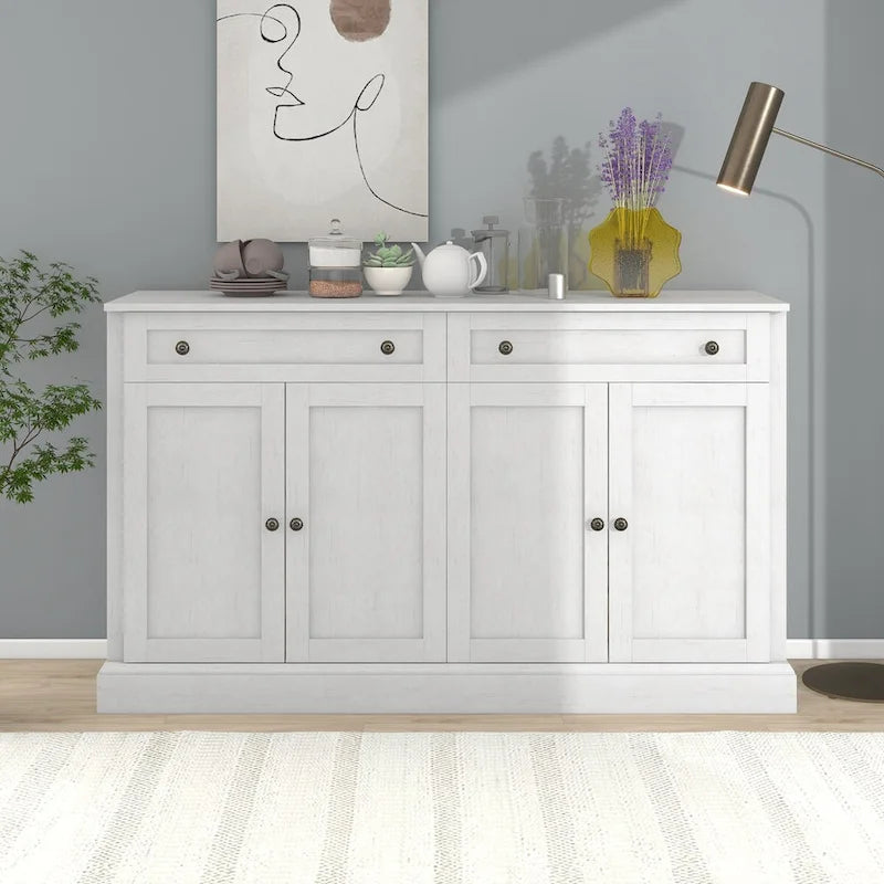Meuble de rangement blanc avec tiroirs et étagères réglables - 58,3L x 15,8P x 33,9H