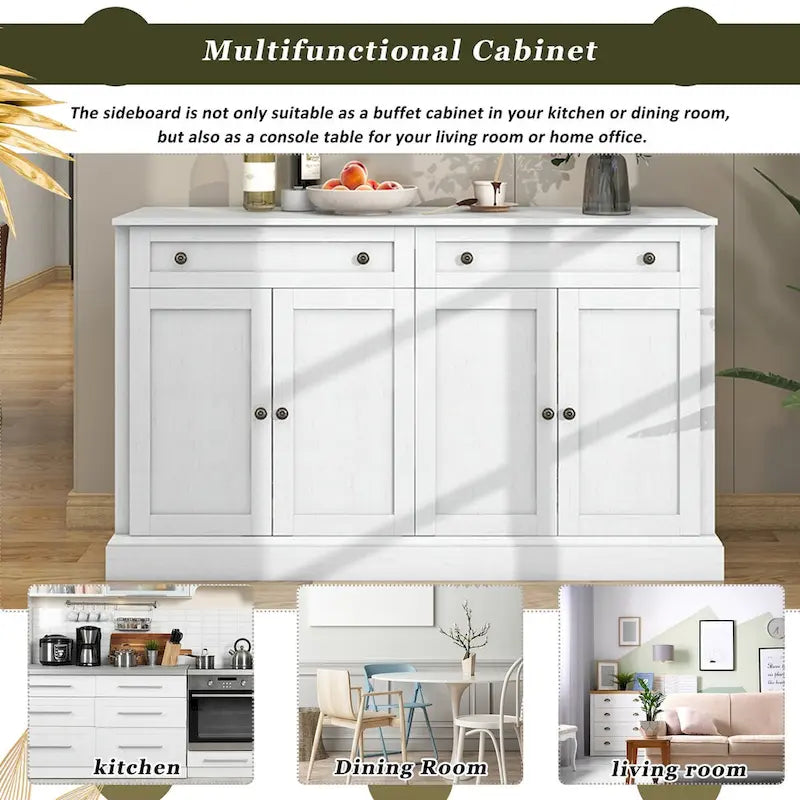 Meuble de rangement blanc avec tiroirs et étagères réglables - 58,3L x 15,8P x 33,9H